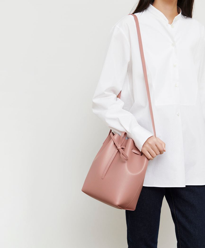 Women's Mansur Gavriel Apple Leather Mini Bucket Bags Rose | AU 2M80JD